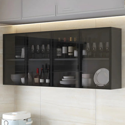 Kitchen Grey Wooden Wall-Mounted China Cabinet