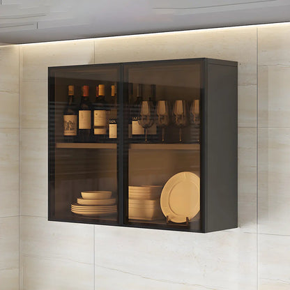Kitchen Grey Wooden Wall-Mounted China Cabinet