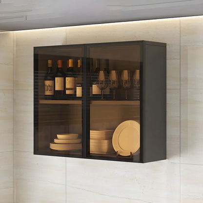 Kitchen Grey Wooden Wall-Mounted China Cabinet