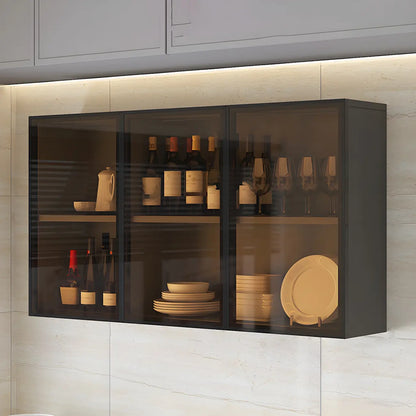Kitchen Grey Wooden Wall-Mounted China Cabinet