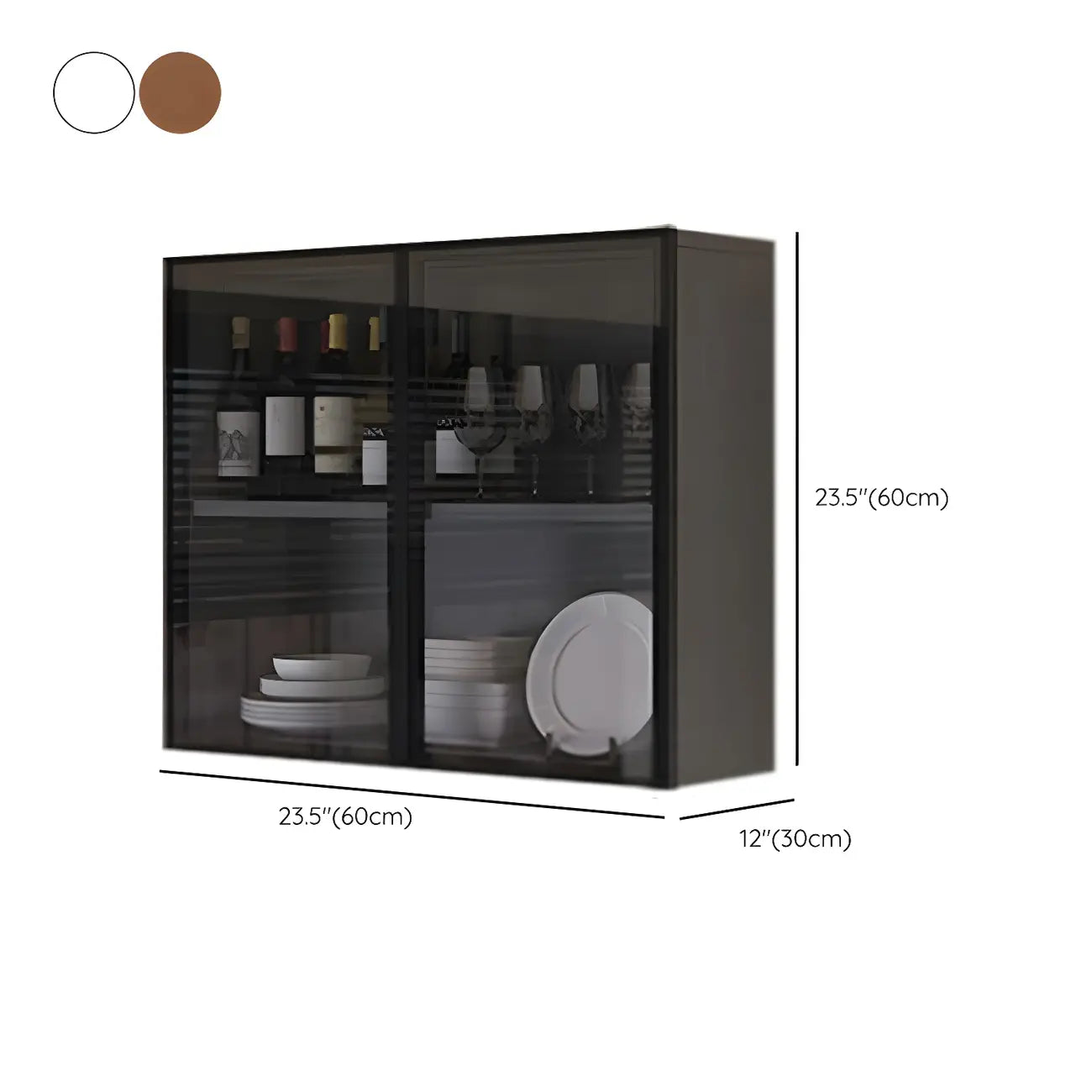Kitchen Grey Wooden Wall-Mounted China Cabinet