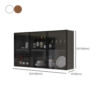 Kitchen Grey Wooden Wall-Mounted China Cabinet