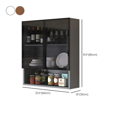 Kitchen Grey Wooden Wall-Mounted China Cabinet