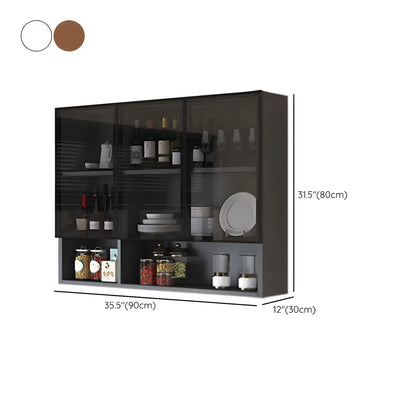 Kitchen Grey Wooden Wall-Mounted China Cabinet