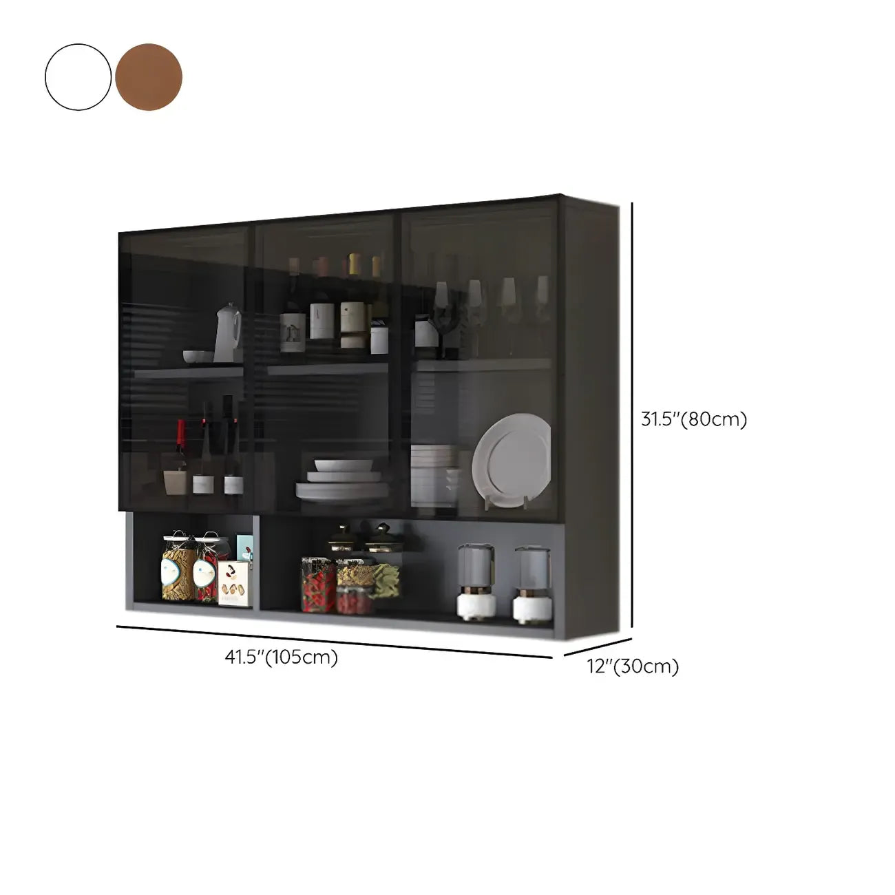 Kitchen Grey Wooden Wall-Mounted China Cabinet