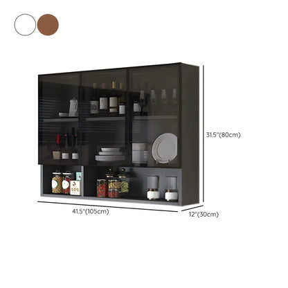 Kitchen Grey Wooden Wall-Mounted China Cabinet