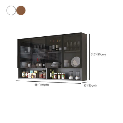 Kitchen Grey Wooden Wall-Mounted China Cabinet