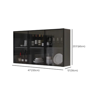 Kitchen Grey Wooden Wall-Mounted China Cabinet