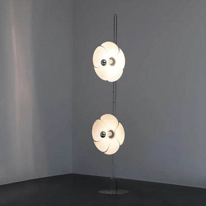 Unique 2-Light Silver Circle Petal Modern Floor Lamp