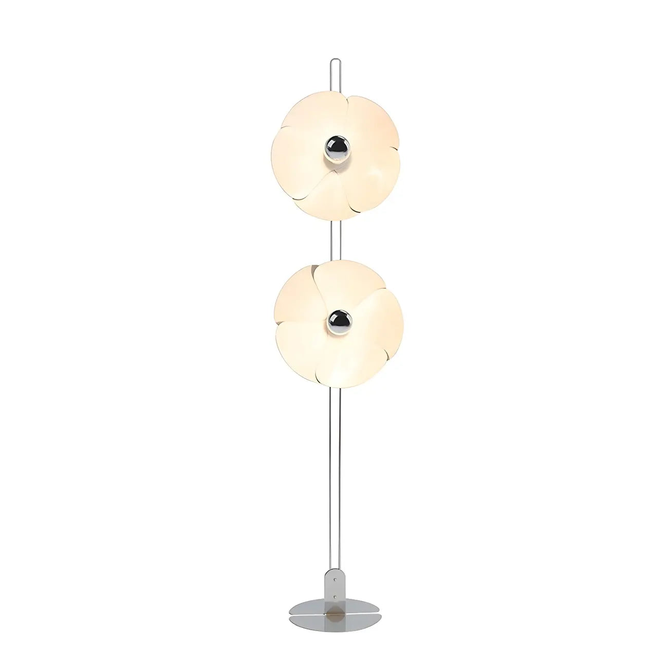 Unique 2-Light Silver Circle Petal Modern Floor Lamp