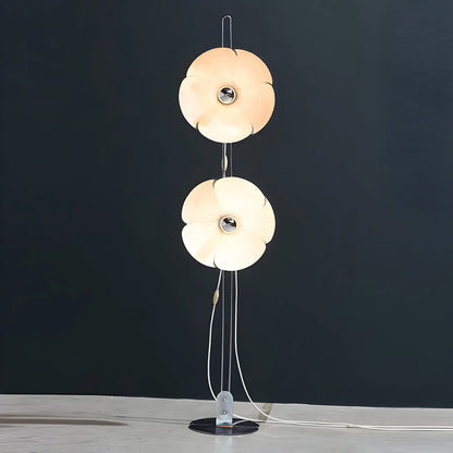 Unique 2-Light Silver Circle Petal Modern Floor Lamp