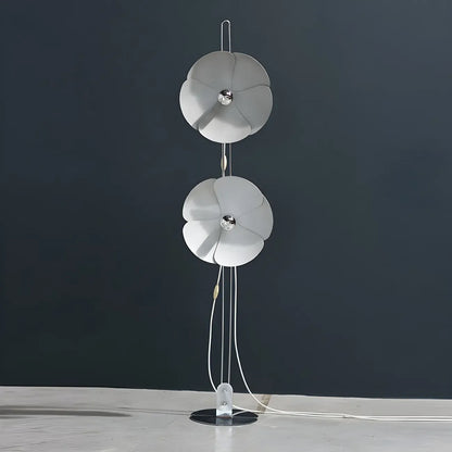 Unique 2-Light Silver Circle Petal Modern Floor Lamp