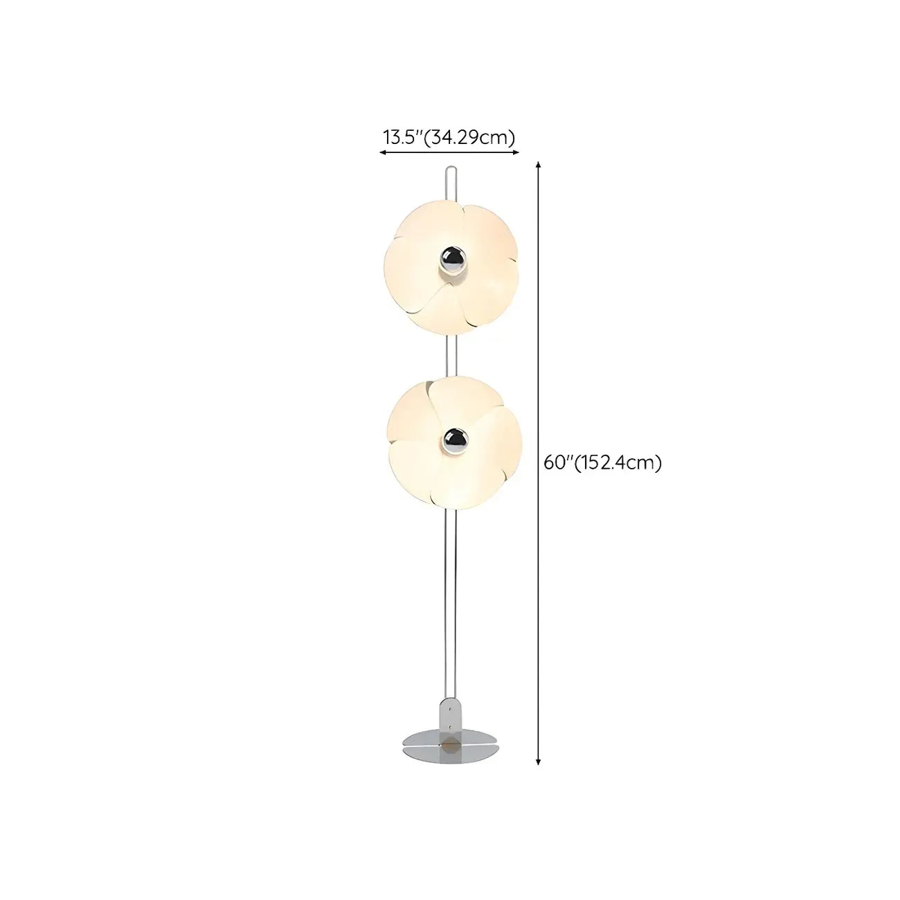 Unique 2-Light Silver Circle Petal Modern Floor Lamp