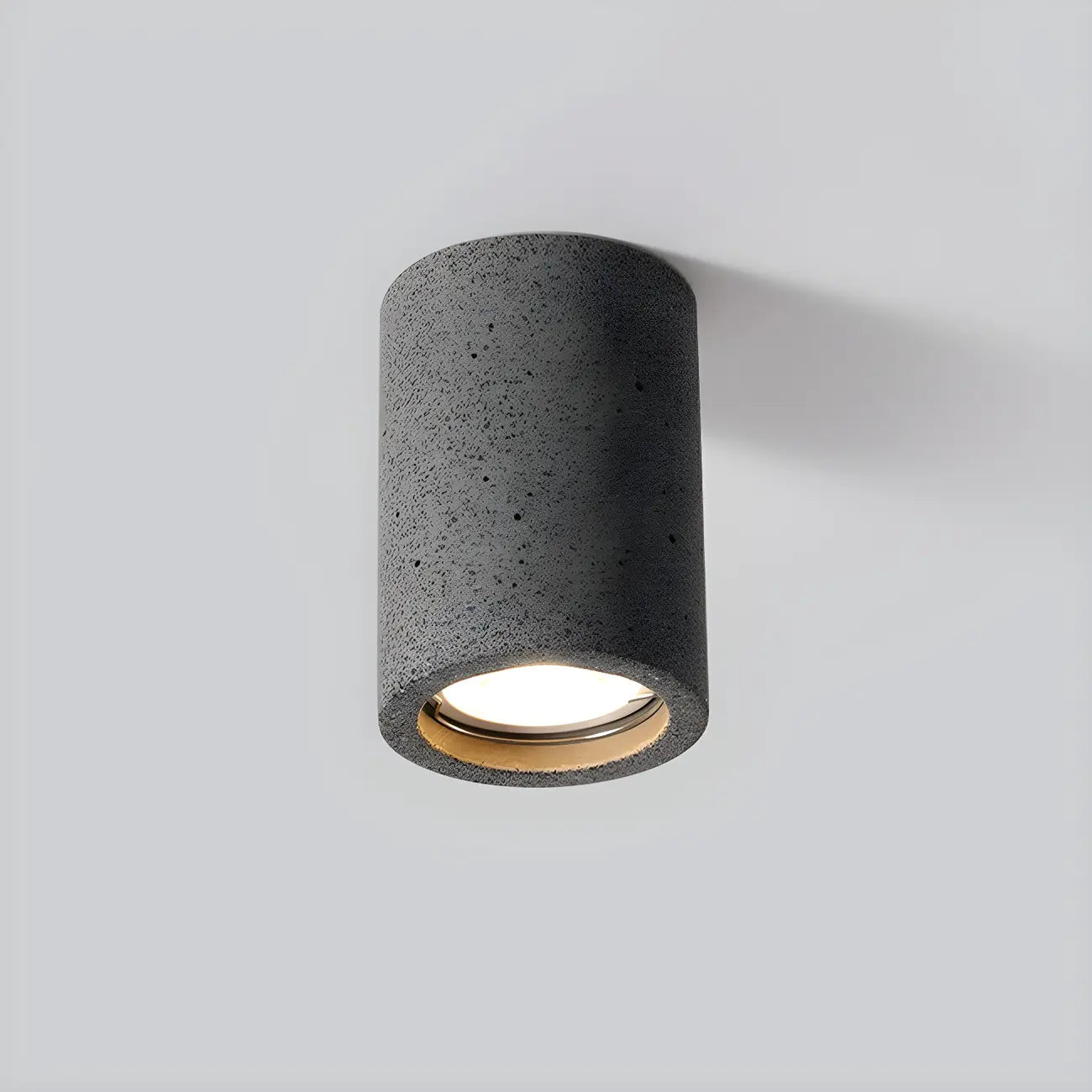 Small Size Grey Stone Cylinder Flush Mount Ceiling Light