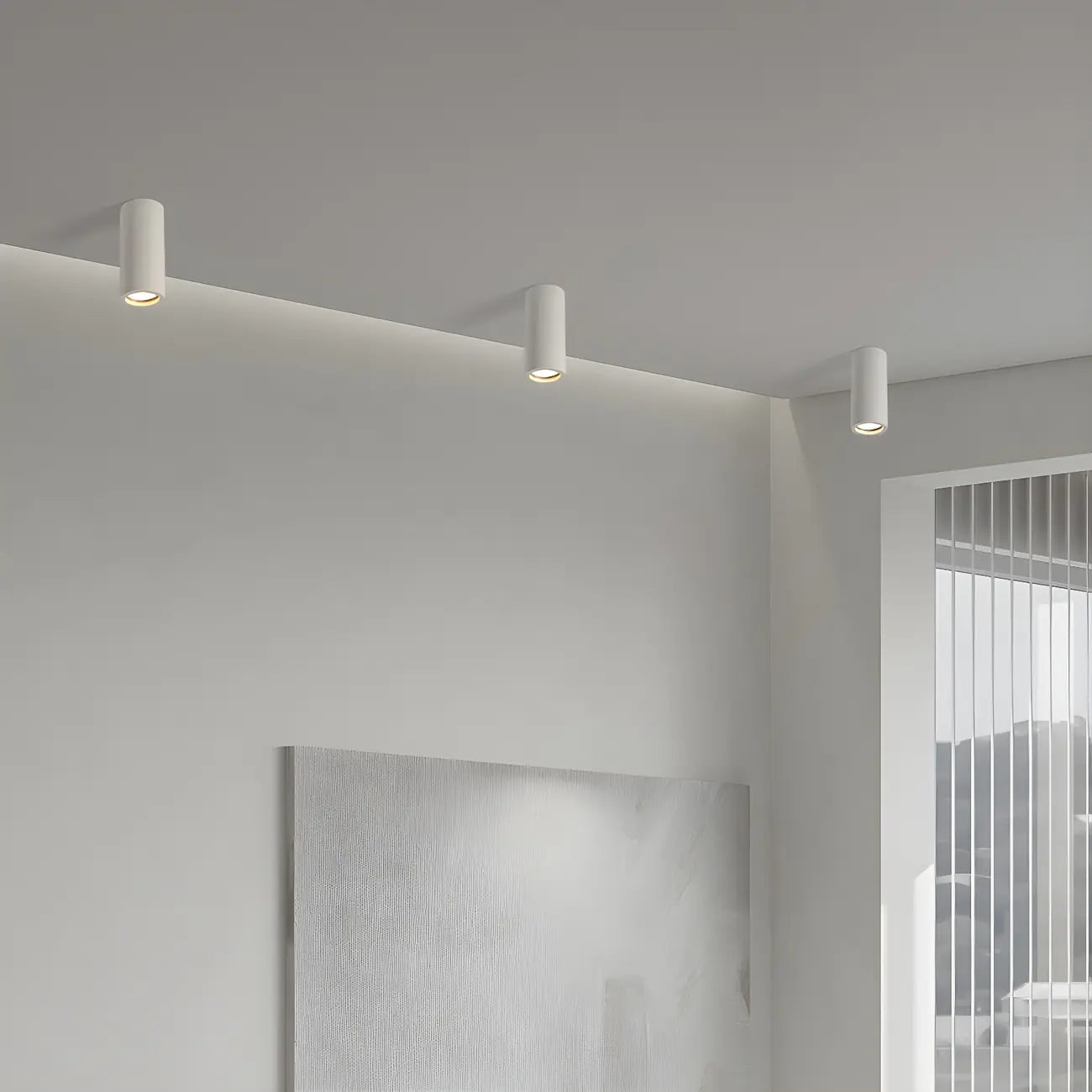 Small Size Grey Stone Cylinder Flush Mount Ceiling Light