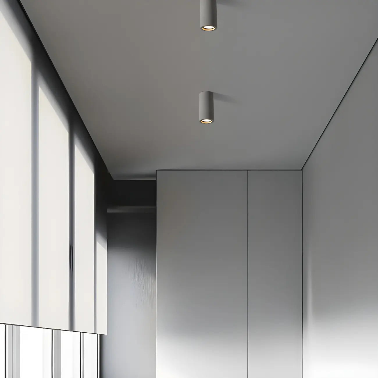 Small Size Grey Stone Cylinder Flush Mount Ceiling Light