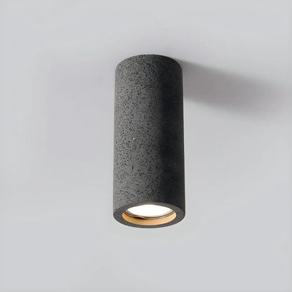 Small Size Grey Stone Cylinder Flush Mount Ceiling Light