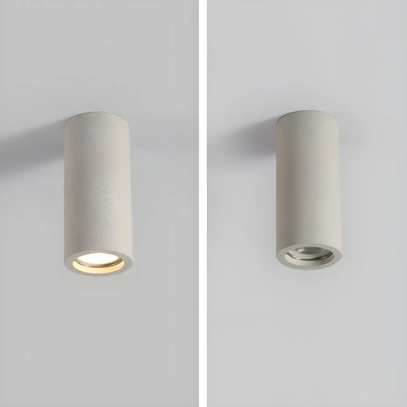 Small Size Grey Stone Cylinder Flush Mount Ceiling Light