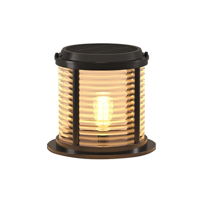 Horizontal and Vertical Striped Glass Cylinder Post Cap Light
