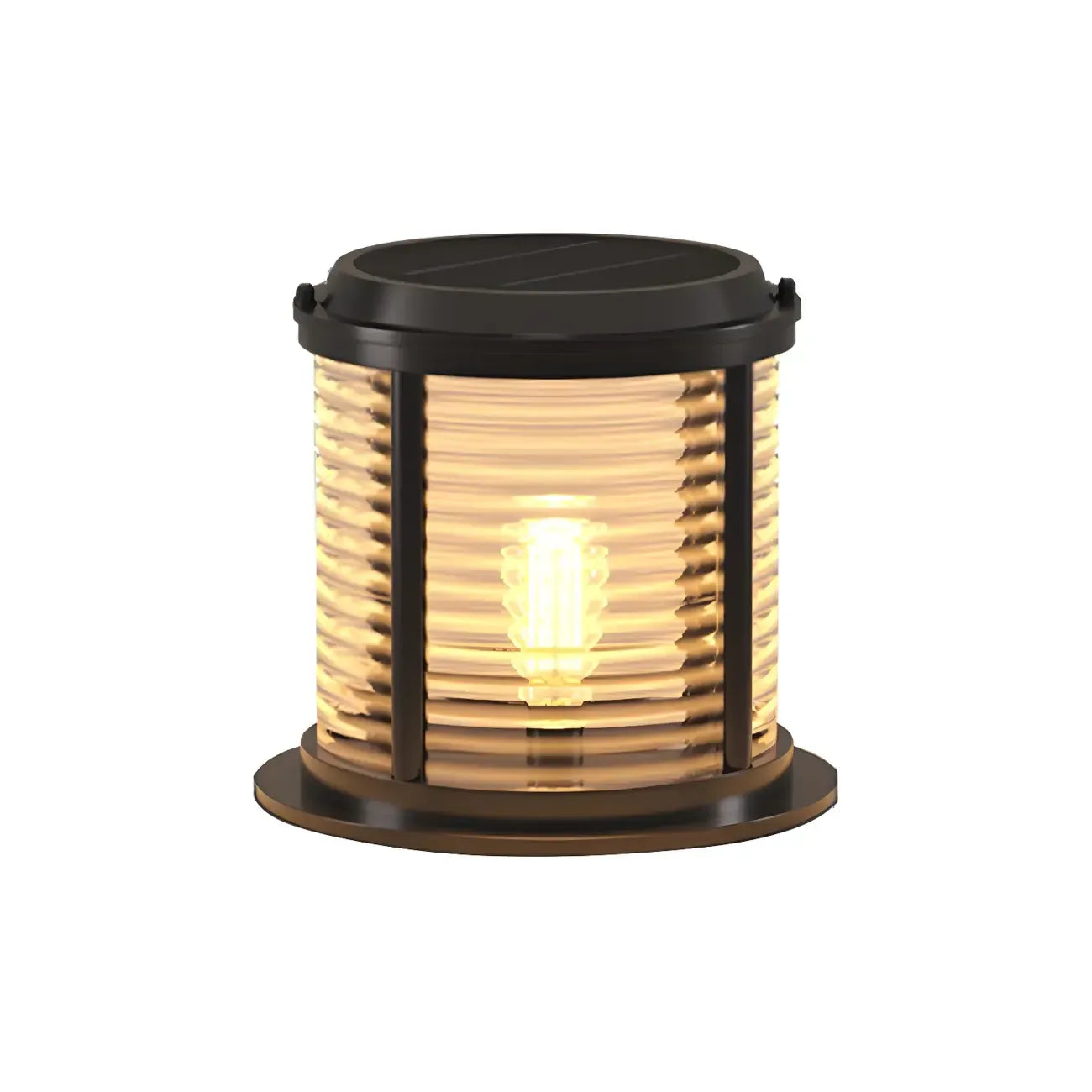 Horizontal and Vertical Striped Glass Cylinder Post Cap Light