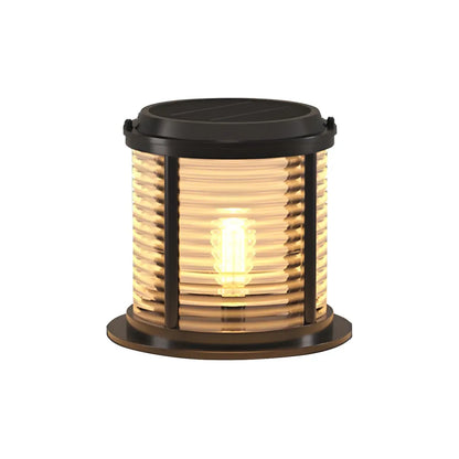 Horizontal and Vertical Striped Glass Cylinder Post Cap Light