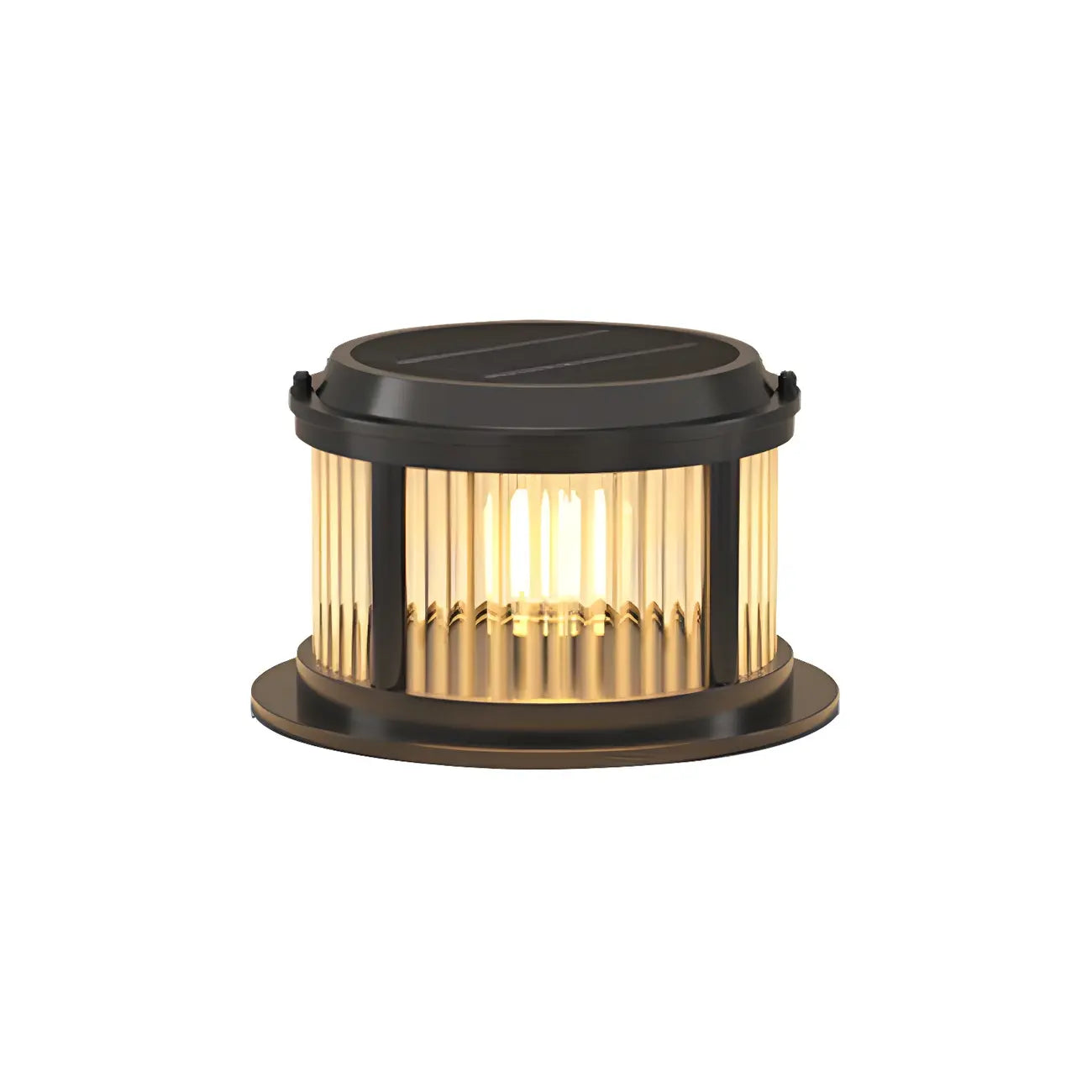Horizontal and Vertical Striped Glass Cylinder Post Cap Light