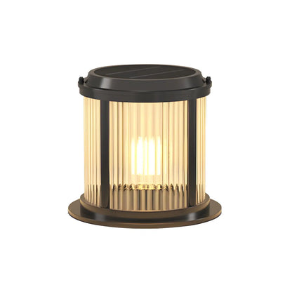 Horizontal and Vertical Striped Glass Cylinder Post Cap Light