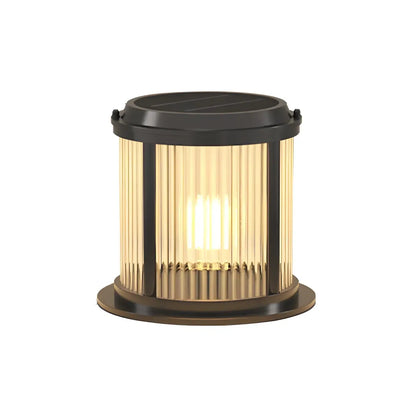Horizontal and Vertical Striped Glass Cylinder Post Cap Light