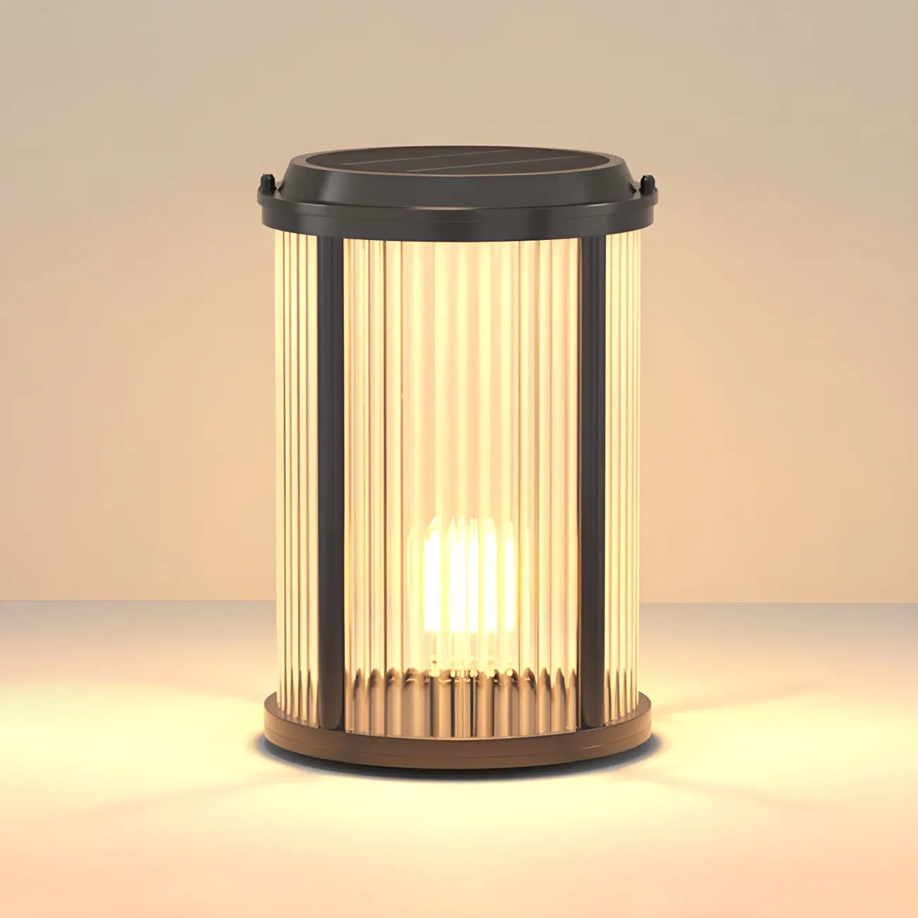Horizontal and Vertical Striped Glass Cylinder Post Cap Light