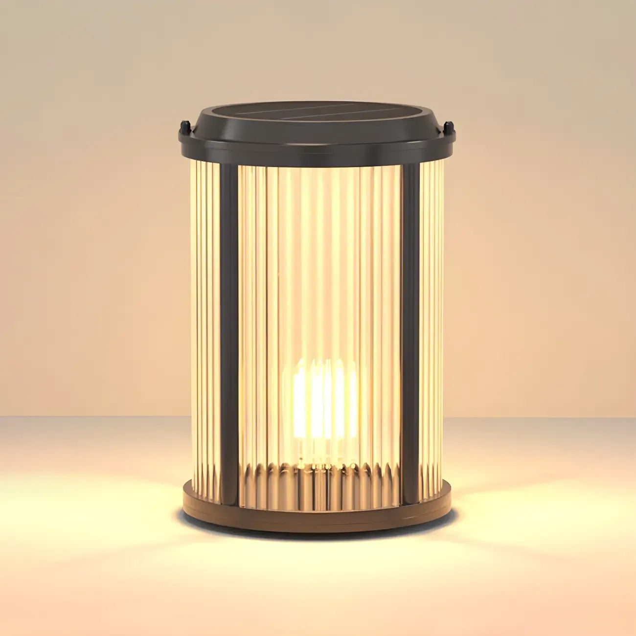 Horizontal and Vertical Striped Glass Cylinder Post Cap Light