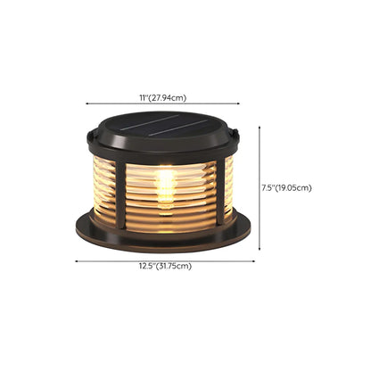 Horizontal and Vertical Striped Glass Cylinder Post Cap Light