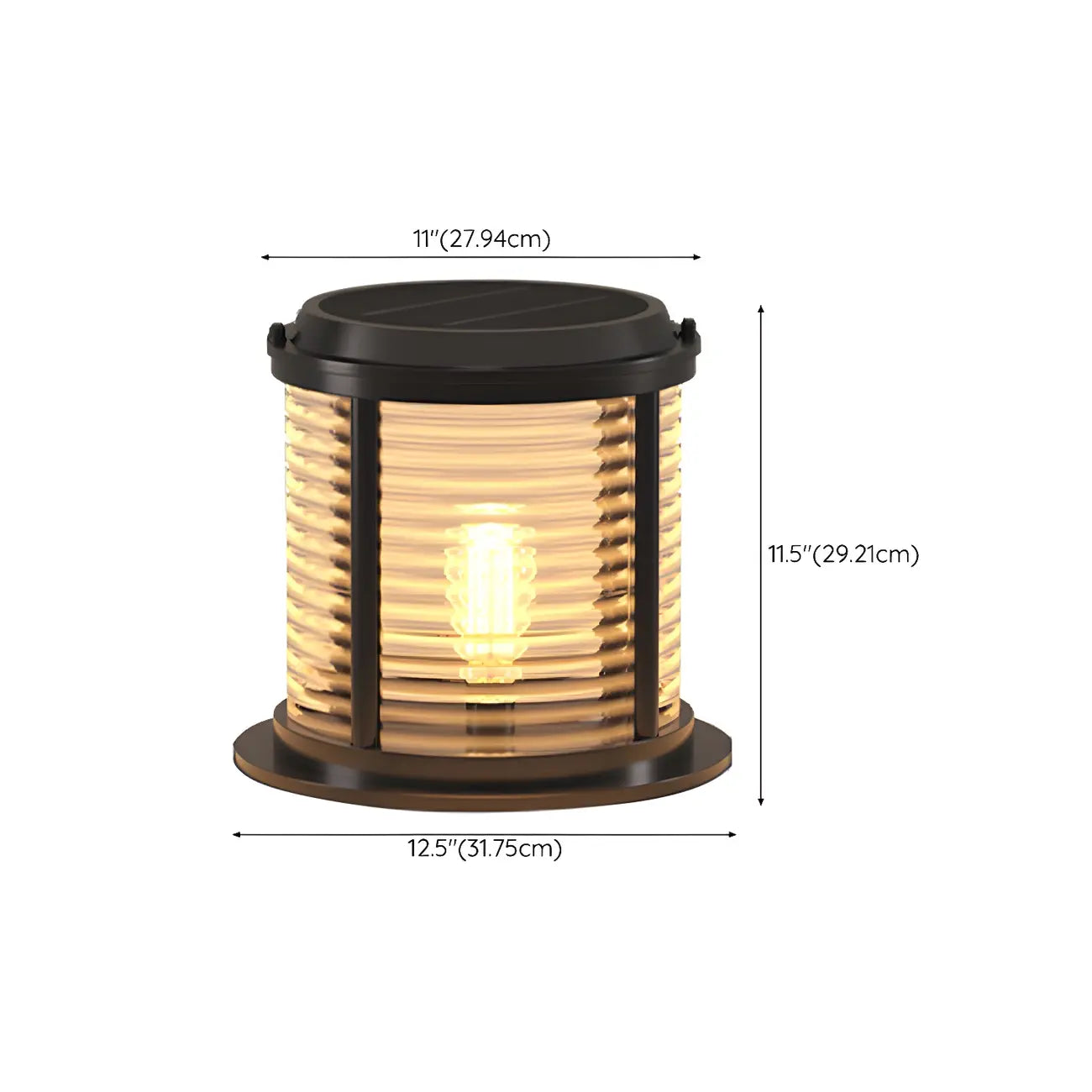 Horizontal and Vertical Striped Glass Cylinder Post Cap Light