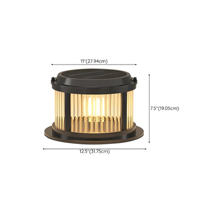 Horizontal and Vertical Striped Glass Cylinder Post Cap Light