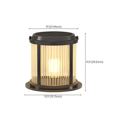 Horizontal and Vertical Striped Glass Cylinder Post Cap Light