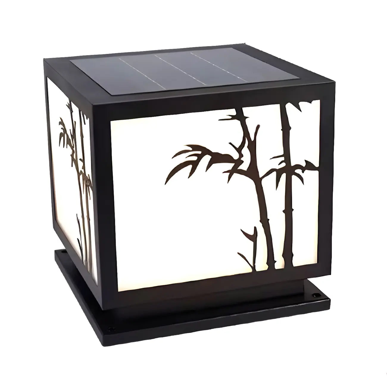 Minimalist Black Square Solar Outdoor Post Lights