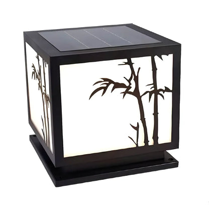 Minimalist Black Square Solar Outdoor Post Lights