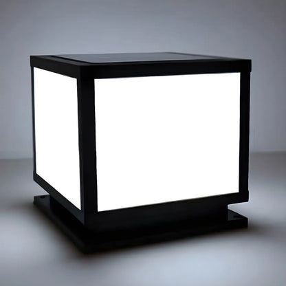Minimalist Black Square Solar Outdoor Post Lights