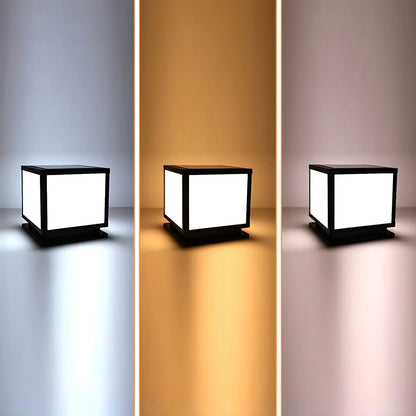 Minimalist Black Square Solar Outdoor Post Lights