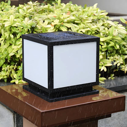 Minimalist Black Square Solar Outdoor Post Lights