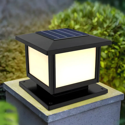 Solar Minimalist Black Square Outdoor Post Lights