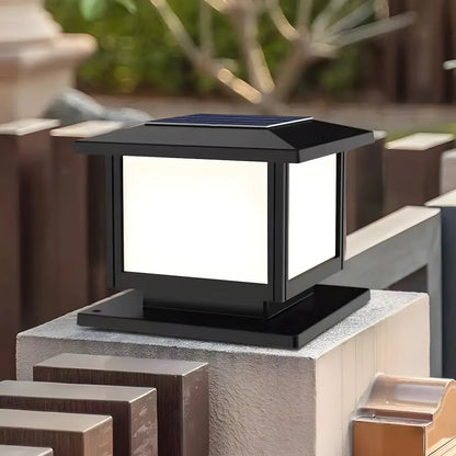 Solar Minimalist Black Square Outdoor Post Lights