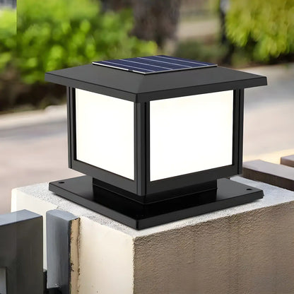 Solar Minimalist Black Square Outdoor Post Lights