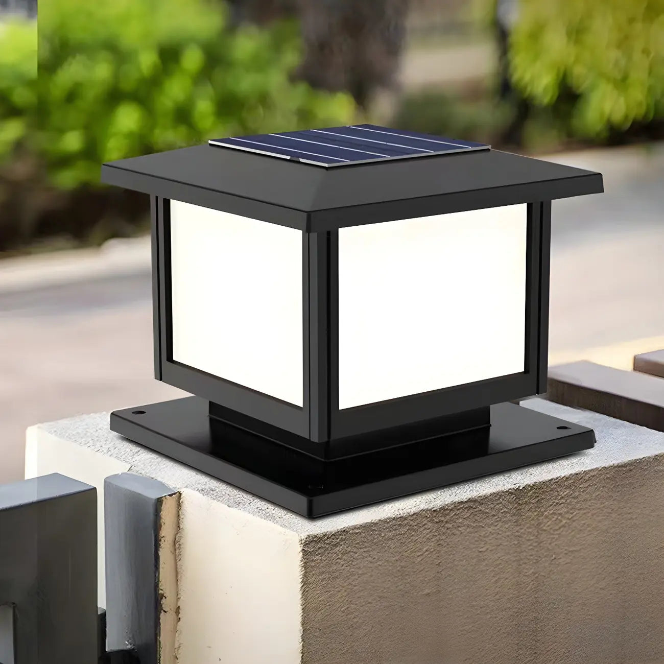 Solar Minimalist Black Square Outdoor Post Lights