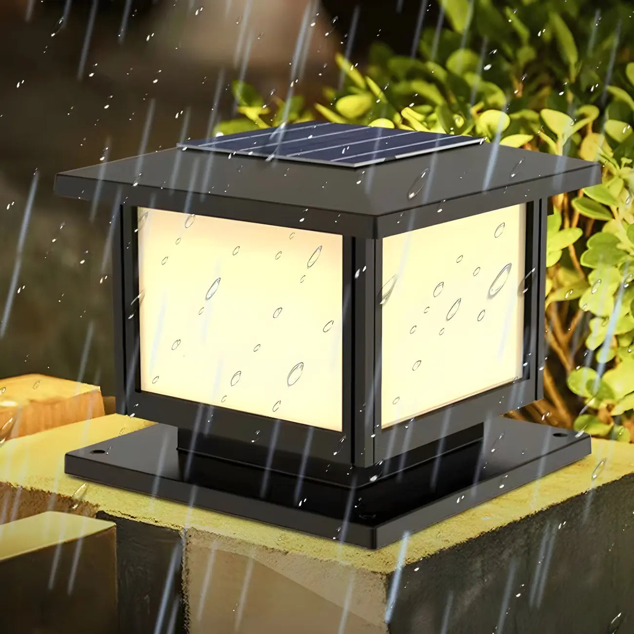 Solar Minimalist Black Square Outdoor Post Lights