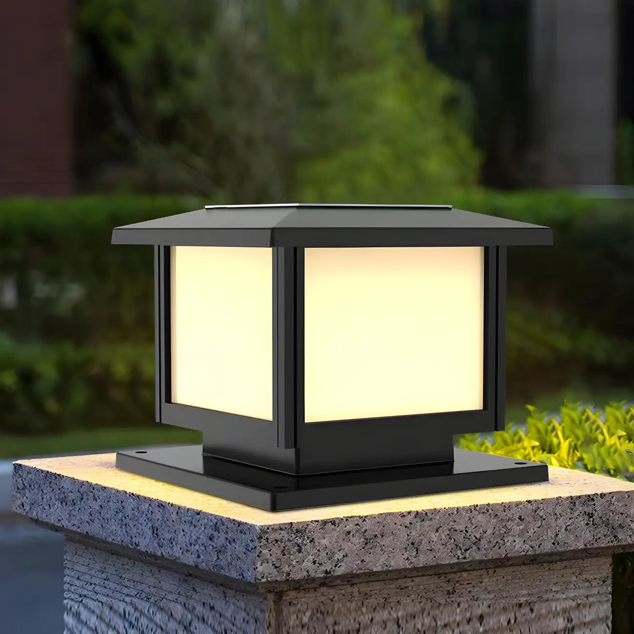 Solar Minimalist Black Square Outdoor Post Lights