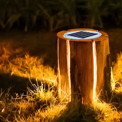 Contemporary Solar Resin Tree Stump Outdoor Post Lights
