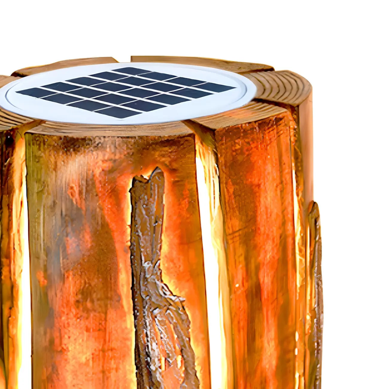 Contemporary Solar Resin Tree Stump Outdoor Post Lights