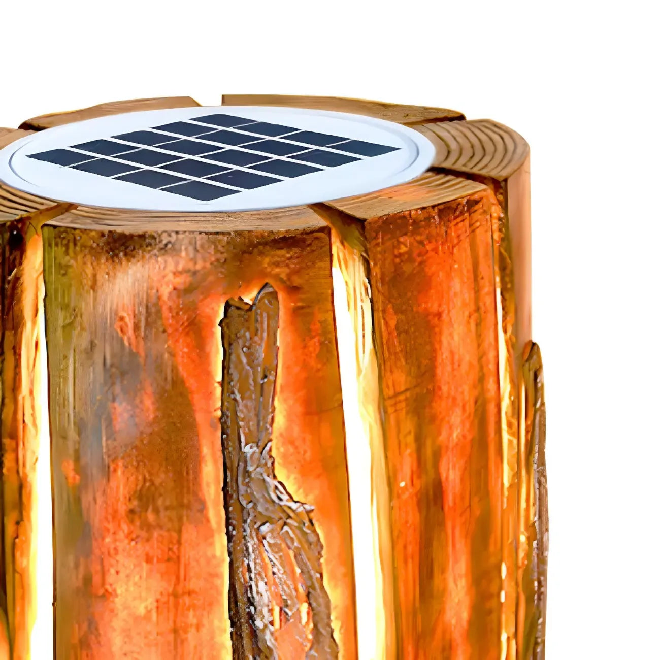 Contemporary Solar Resin Tree Stump Outdoor Post Lights