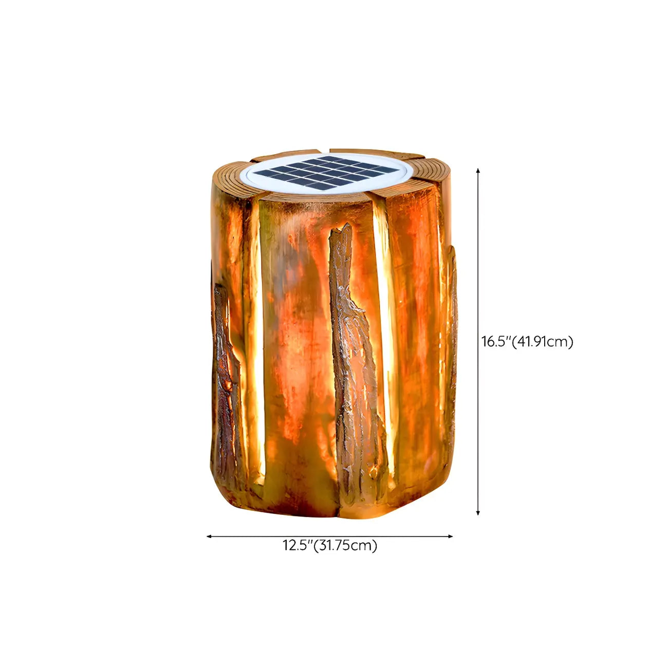 Contemporary Solar Resin Tree Stump Outdoor Post Lights