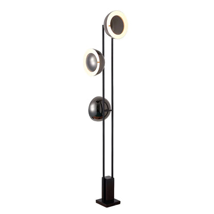 3-Light Black Floor Lamp with White Light for Living Room